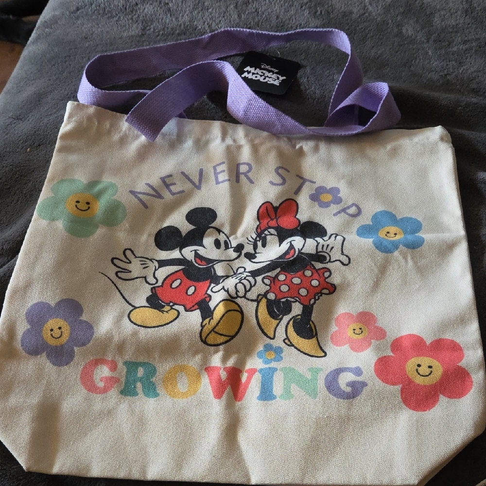 Disney Mickey and Minnie Tote Bag - Cream and Purple
